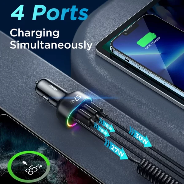 JOYROOM JR-CL20 57W 1.6M 4-in-1 Car Charger